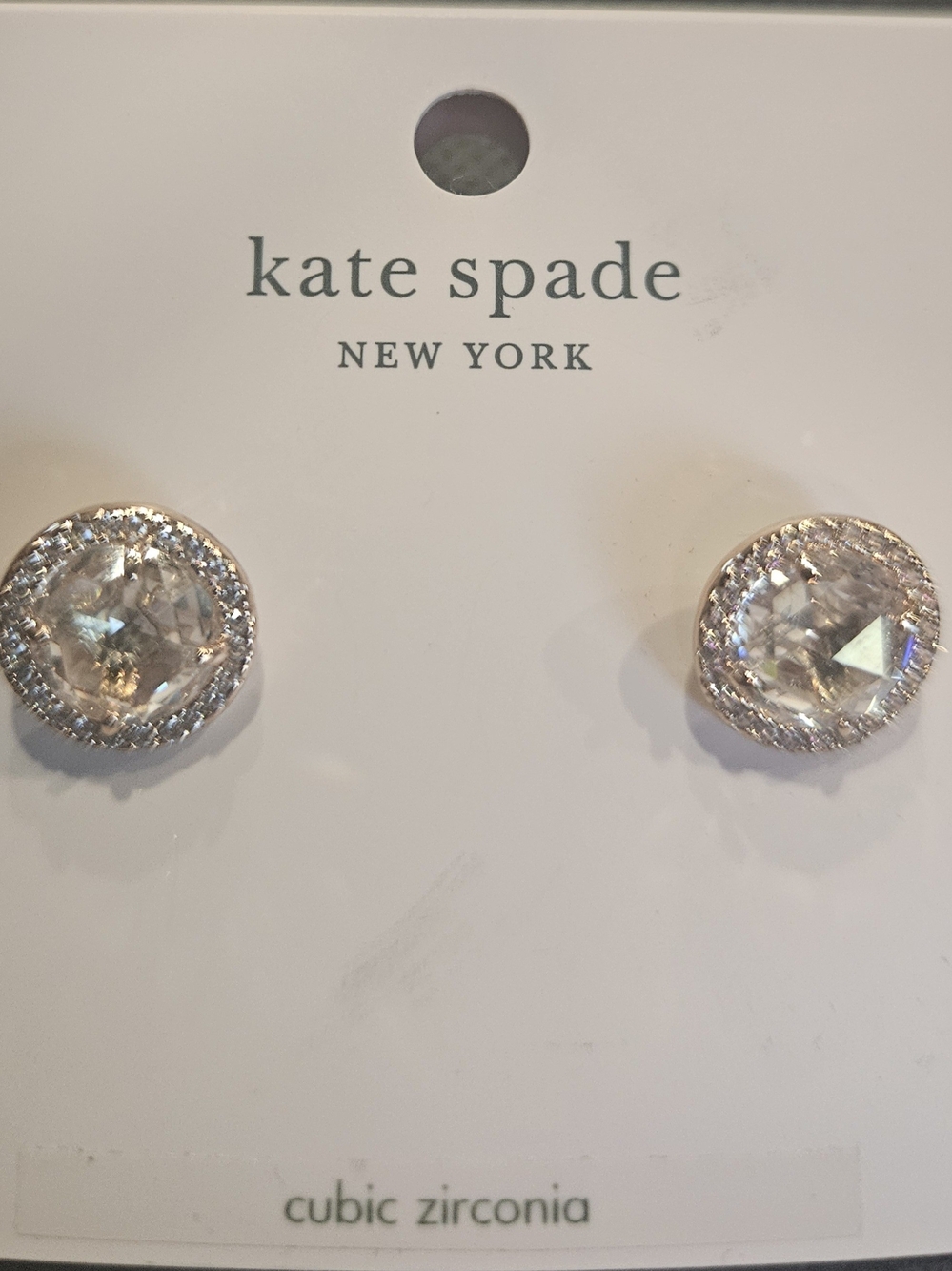 kate spade Clear Crystal Halo Stud Earrings in Gold Tone